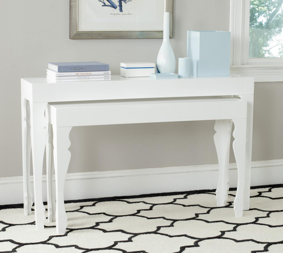 Mara French Leg Lacquer Stacking Console White   Traditional   Console Tables   by Peachtree Fine Furniture  Houzz