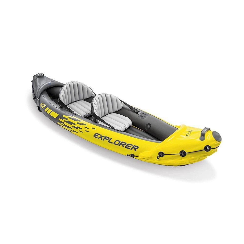 Intex Explorer K2 2-Person Inflatable Kayak Set and Air Pump Yellow 68307EP