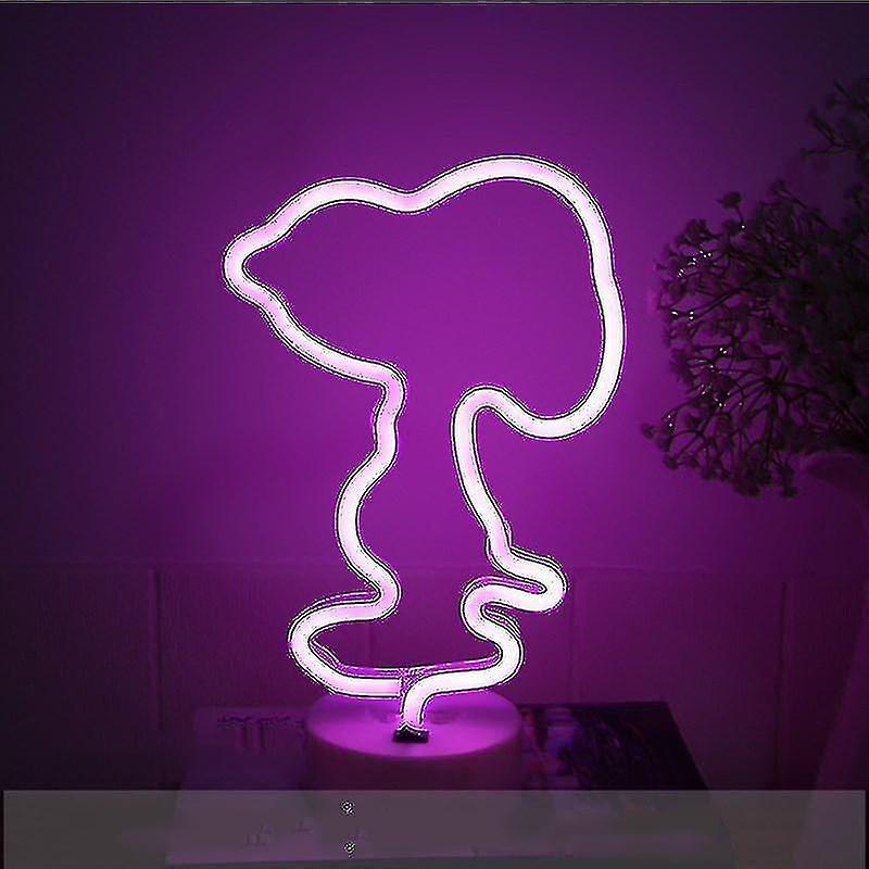 Snoopy Neon Light Signs Pink Led Neon Art Decorative Table Light Kids' Room Birthday Party Light