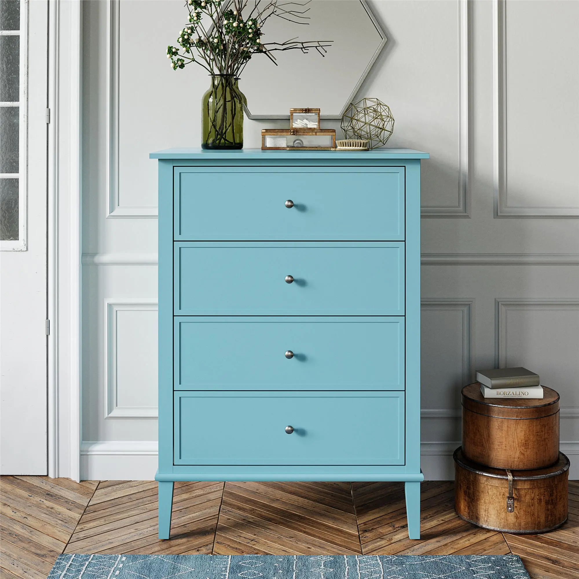 Franklin Transitional Blue 4-Drawer Dresser