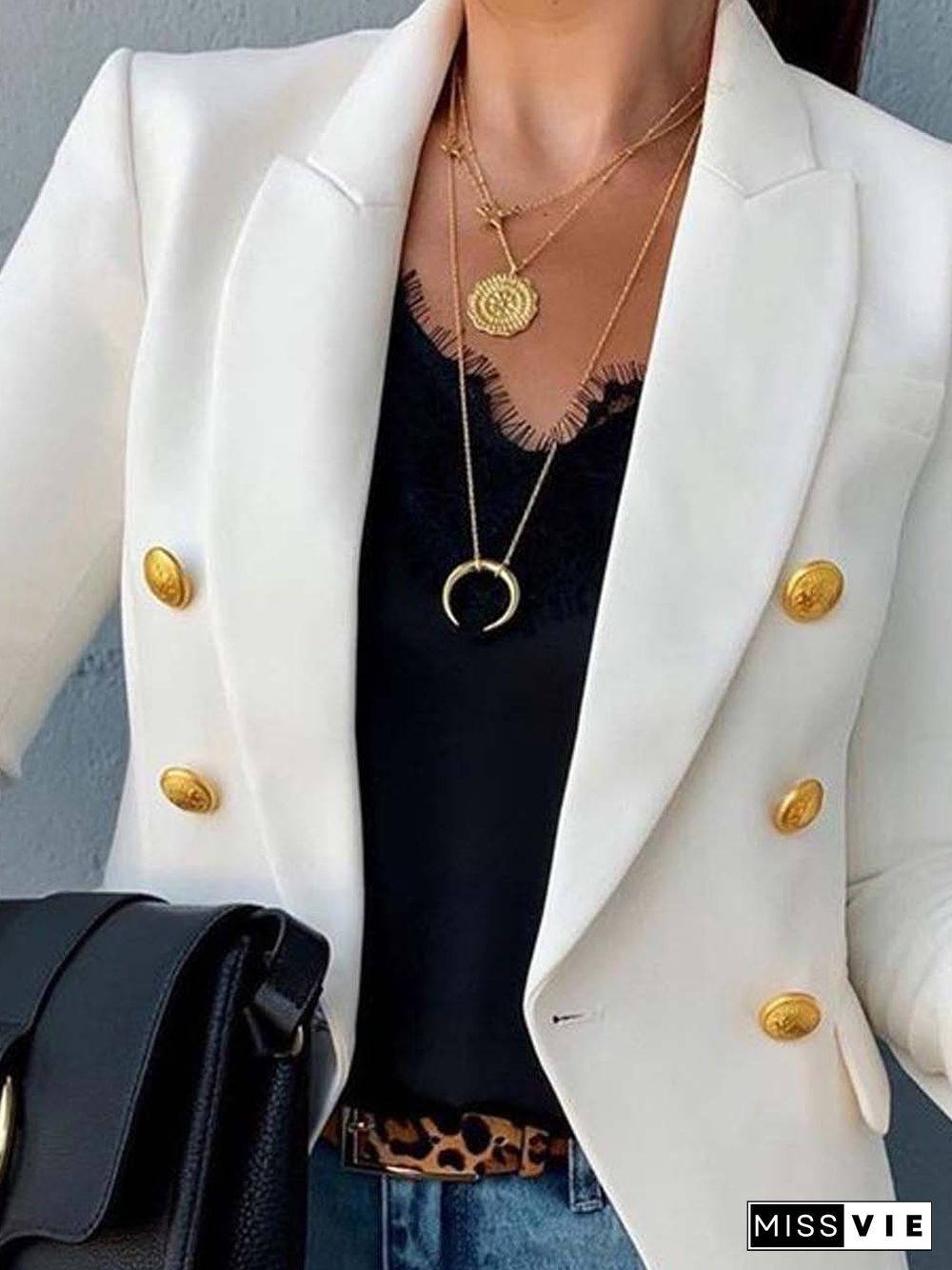 Plain Casual Lapel Collar Blazer