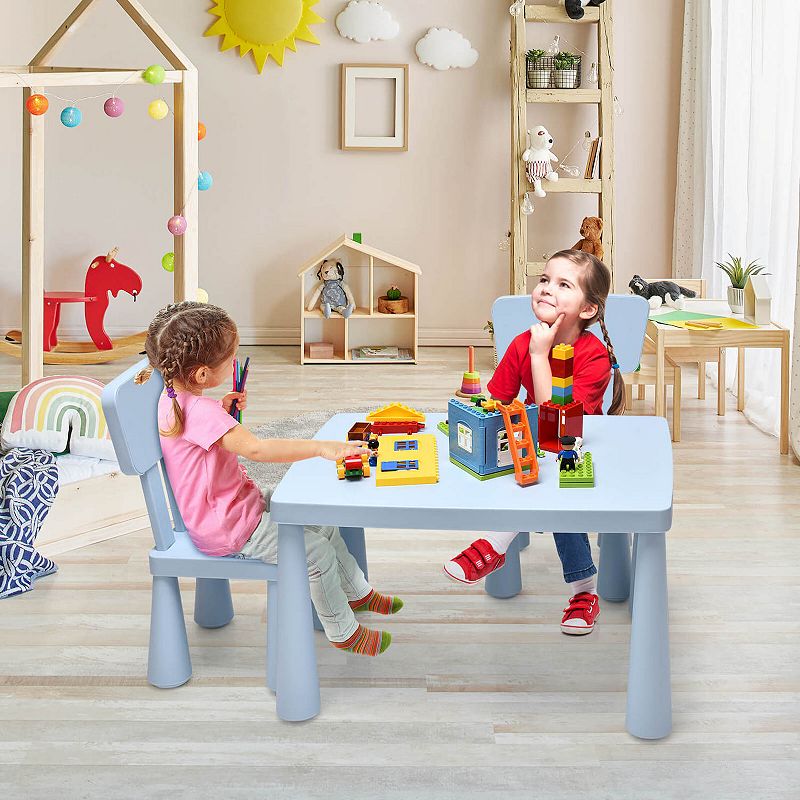 3 Pieces Toddler Multi Activity Play Dining Study Kids Table and Chair Set