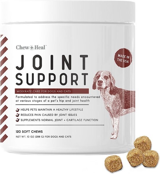 Chew + Heal Hip and Joint Dog Supplement， 120 count