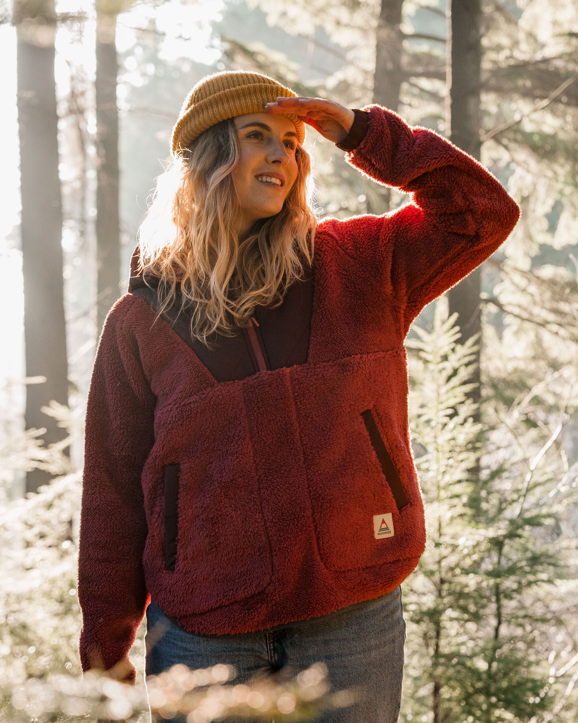 Beaumont Recycled Sherpa Hooded Fleece - Earth Red