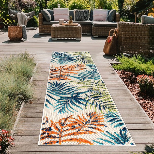 World Rug Gallery Bahama Palm Frond Floral Indoor outdoor Area Rug