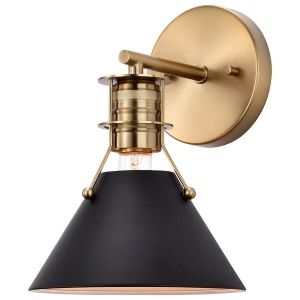 Outpost 1 Light Wall Sconce Matte Black with Burnished Brass