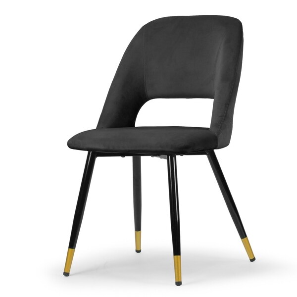 Set of 2 Ania Black Velvet Dining Chair with Golden Accented Legs