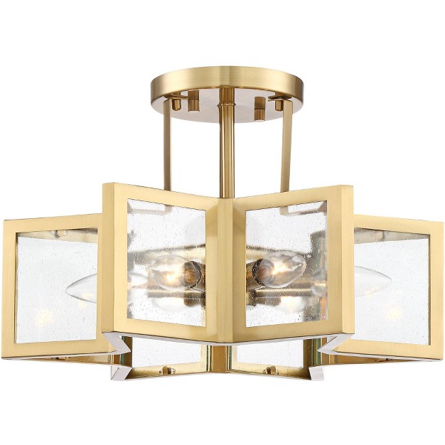 Wide Warm Brass 6 light Clear Glass For Bedroom Kitchen Living Room