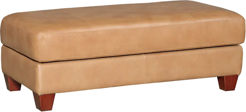 Sierra Camel Brown Leather Storage Ottoman