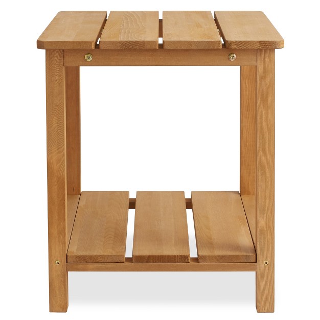 Casafield Adirondack Side Table Cedar Wood Outdoor End Table With Shelf For Patio Deck Lawn And Garden