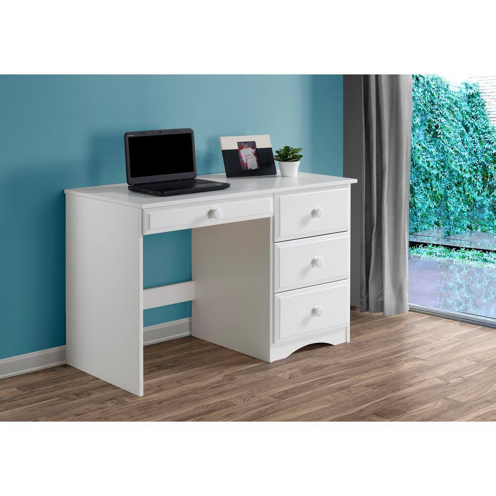 Camaflexi 44 in. Rectangular White 4 Drawer Writing Desk with Solid Wood Material 41123