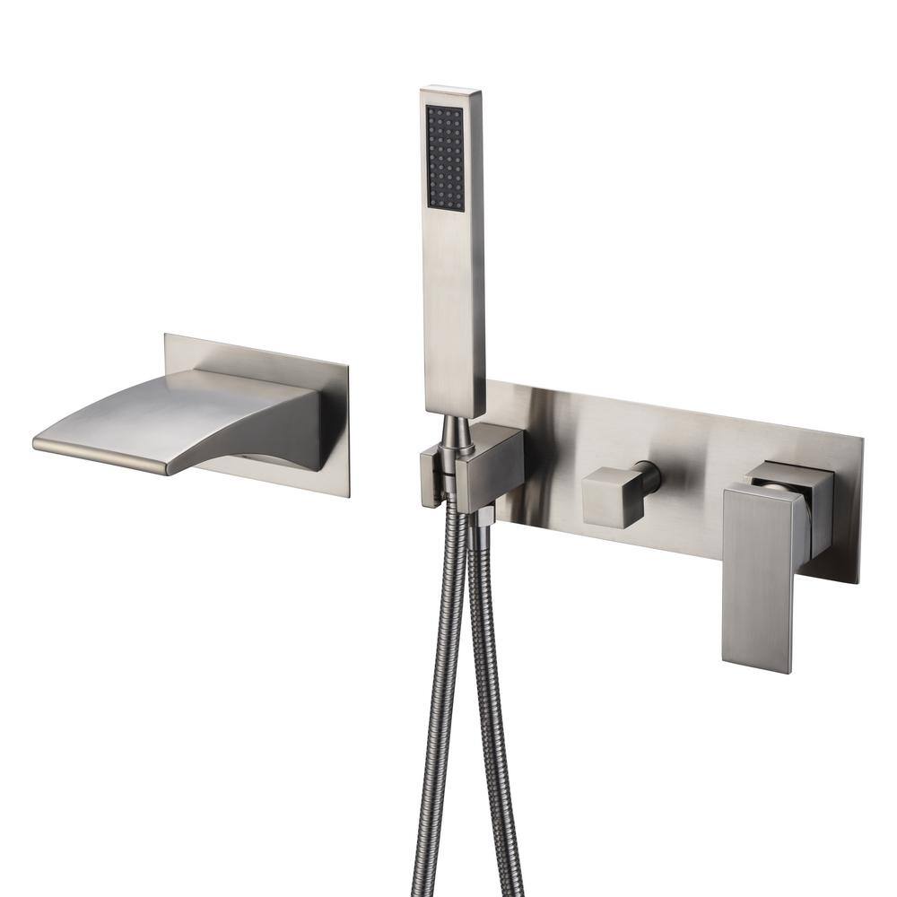 SUMERAIN Modern Single Handle Wall Mounted Faucet with Hand Shower and Anti Scald in Brushed Nickel S2121NW-HD