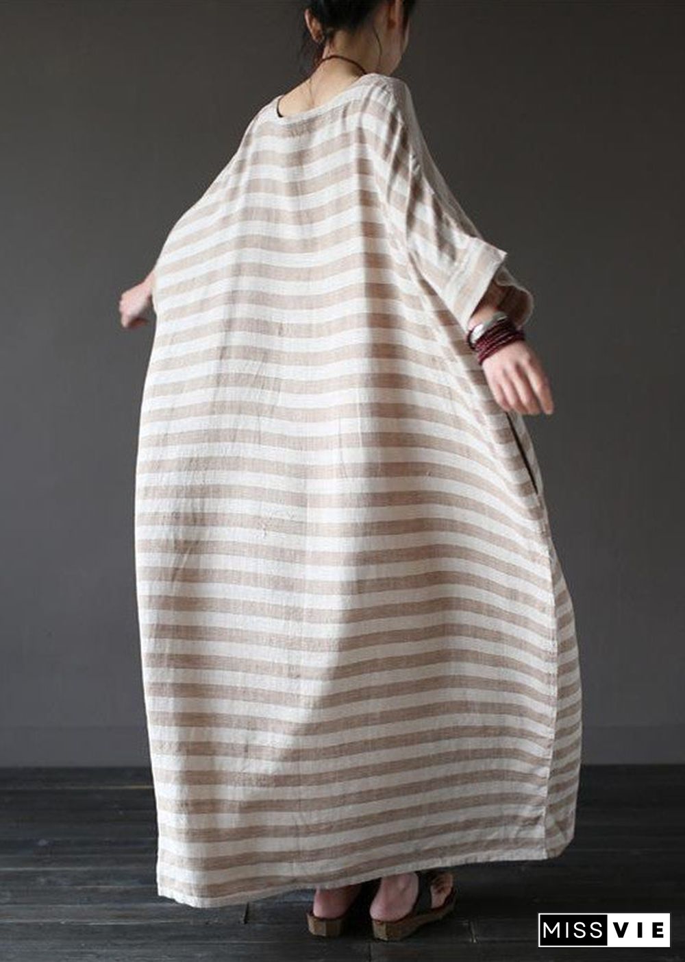 Fashion Stripe Loose Big Size Maxi Size Dresses Plus Sizes Women Clothes