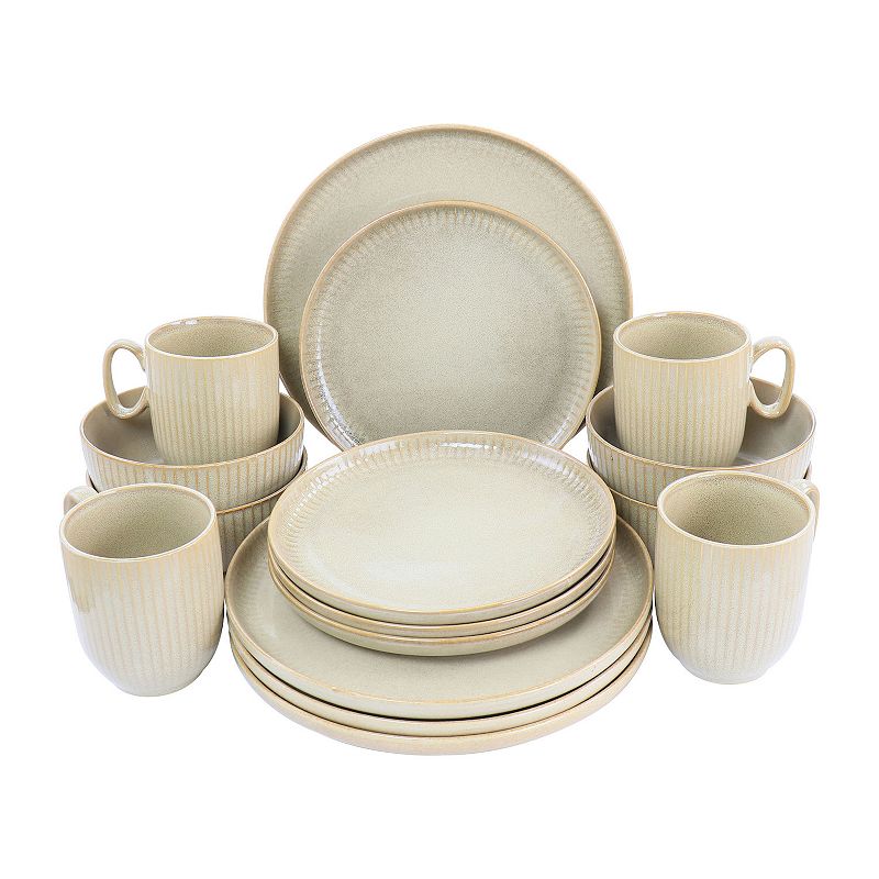 Gibson Elite Blaise 16 Piece Beige Stoneware Dinnerware Set