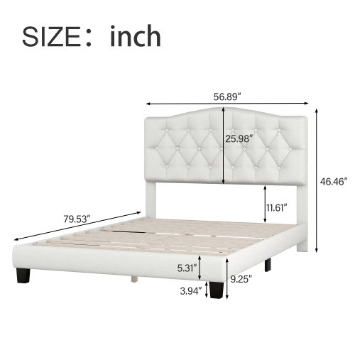 Upholstered Platform Bed with Saddle Curved Headbo...