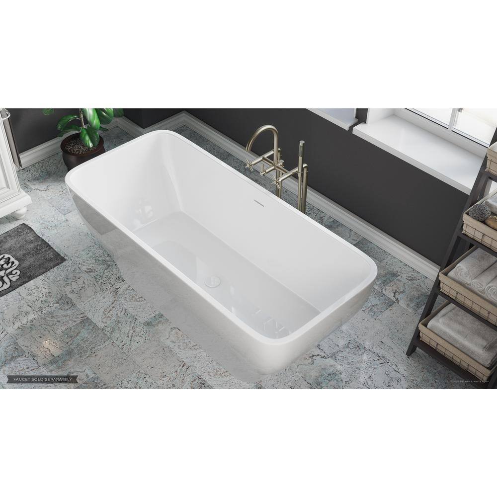 PELHAM  WHITE Oxford 67 in. Acrylic Curvy Rectangle Freestanding Bathtub in White Drain in White PW82078-W