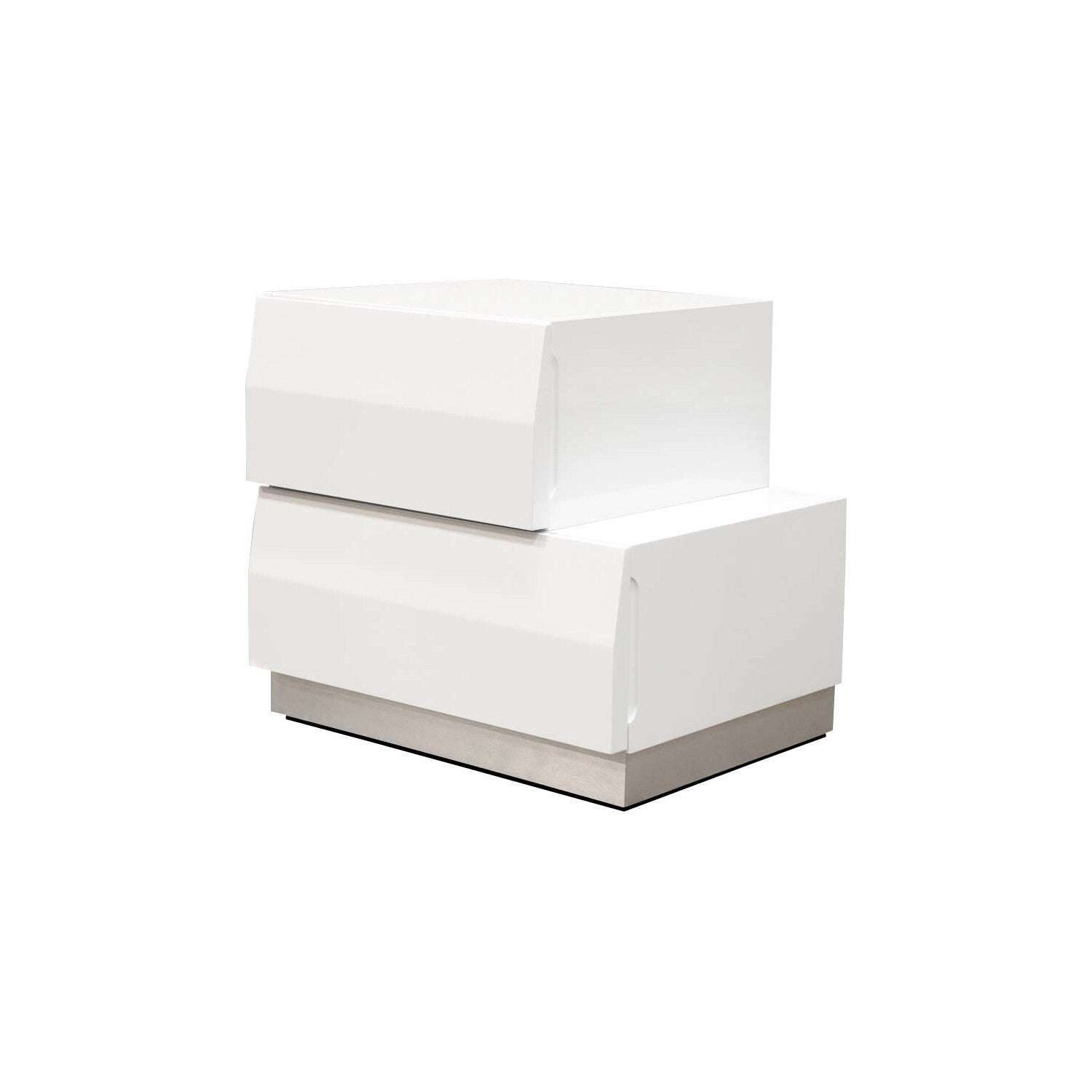 Best Master Furniture Spain Modern White 2-Drawer Bedroom Nightstand