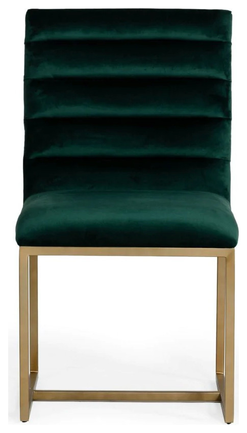 Corrie Modern Green and Brush Gold Dining Chair  Set of 2   Contemporary   Dining Chairs   by V.S.D Furniture  Houzz