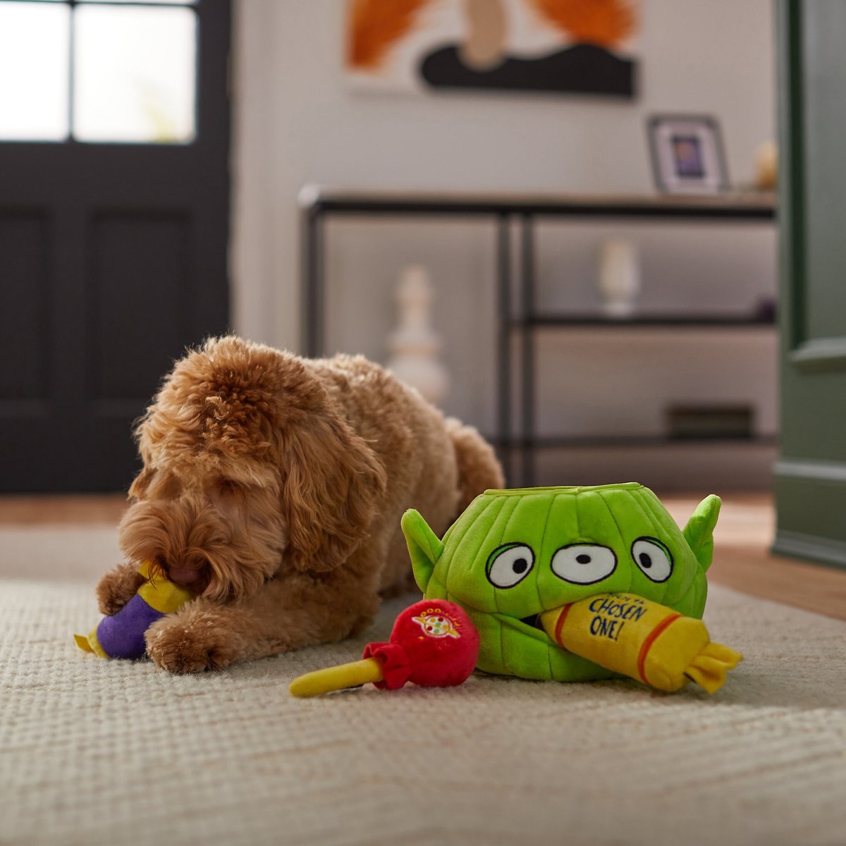 Pixar Halloween Alien Jack-o-Lantern Hide and Seek Puzzle Plush Squeaky Dog Toy