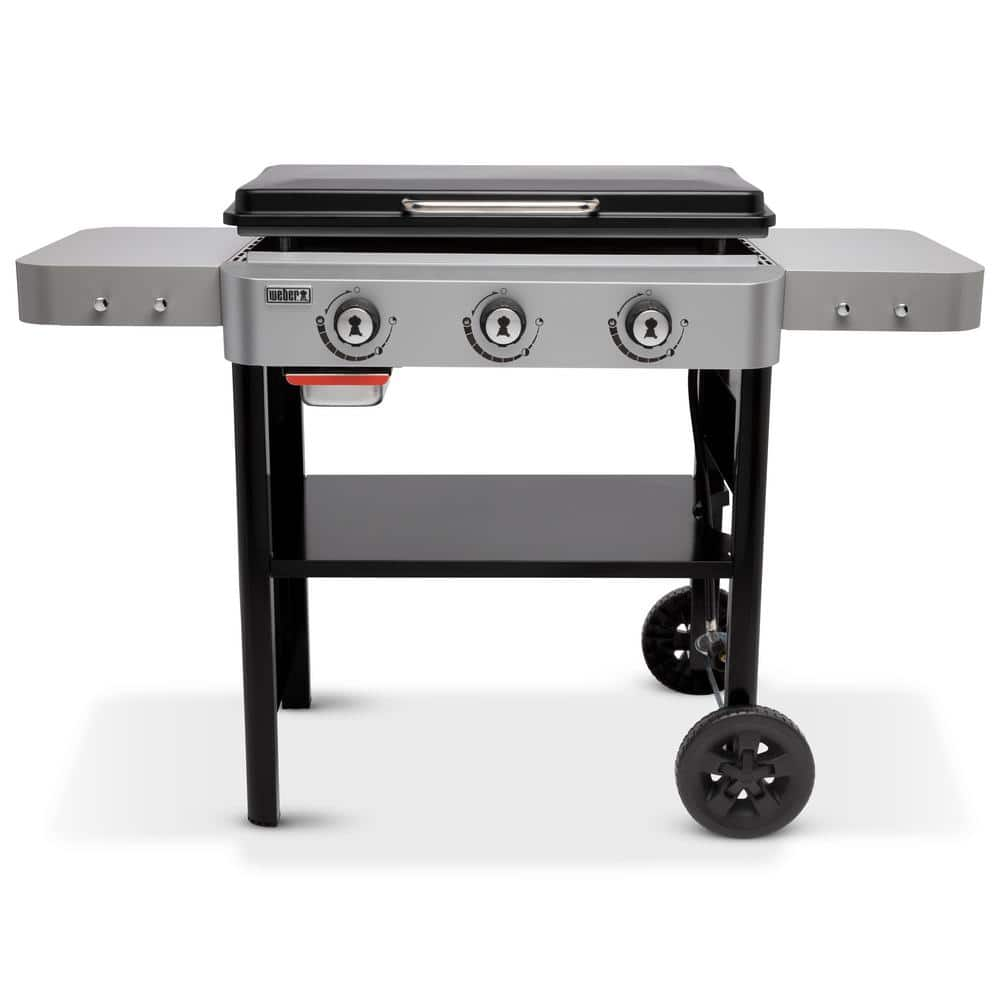 Weber 3 Burner Propane Gas Grill 28 in. Flat Top Griddle in Black 43310201