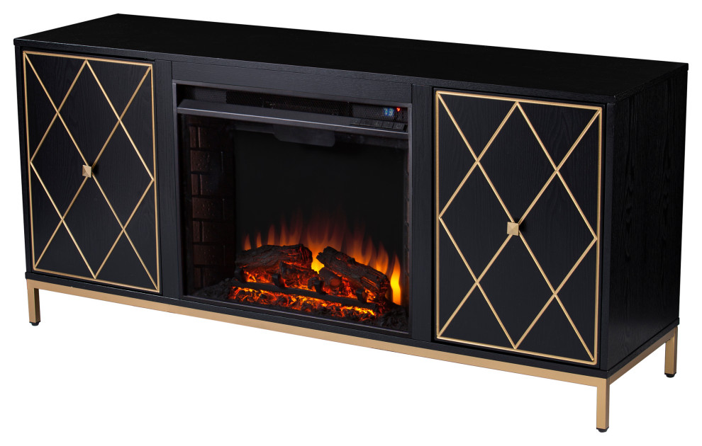 Crewe Electric Fireplace With Media Storage   Contemporary   Entertainment Centers And Tv Stands   by SEI  Houzz