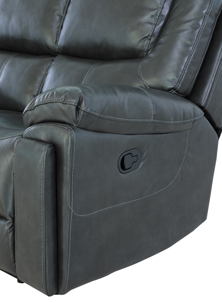 Aiden Leather Air Upholstered Reclining Chair With Fiber Back   Contemporary   Recliner Chairs   by Luxuriant Furniture  Houzz