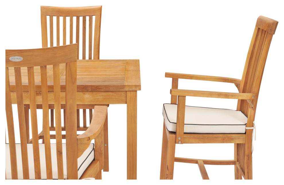 Teak Wood Balero Patio Bistro Dining Set including 35 quotTable and 4 Arm Chairs   Transitional   Outdoor Dining Sets   by Chic Teak  Houzz