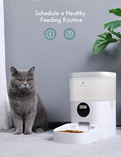 PETLIBRO Automatic Cat Feeder， Timed Cat Feeder with Desiccant Bag for Dry Food， Programmable Portion Control 1-4 Meals per Day and 10s Voice Recorder for Small / Medium Pets (4L)