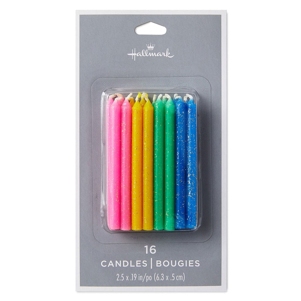 Hallmark  Assorted Color With Glitter Birthday Candles, Set of 16