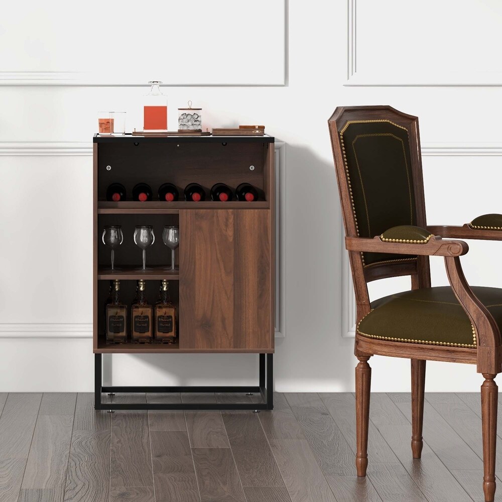 Wine Storage Cabinet Buffet Sideboard w Adjustable Shelf  Sliding Door