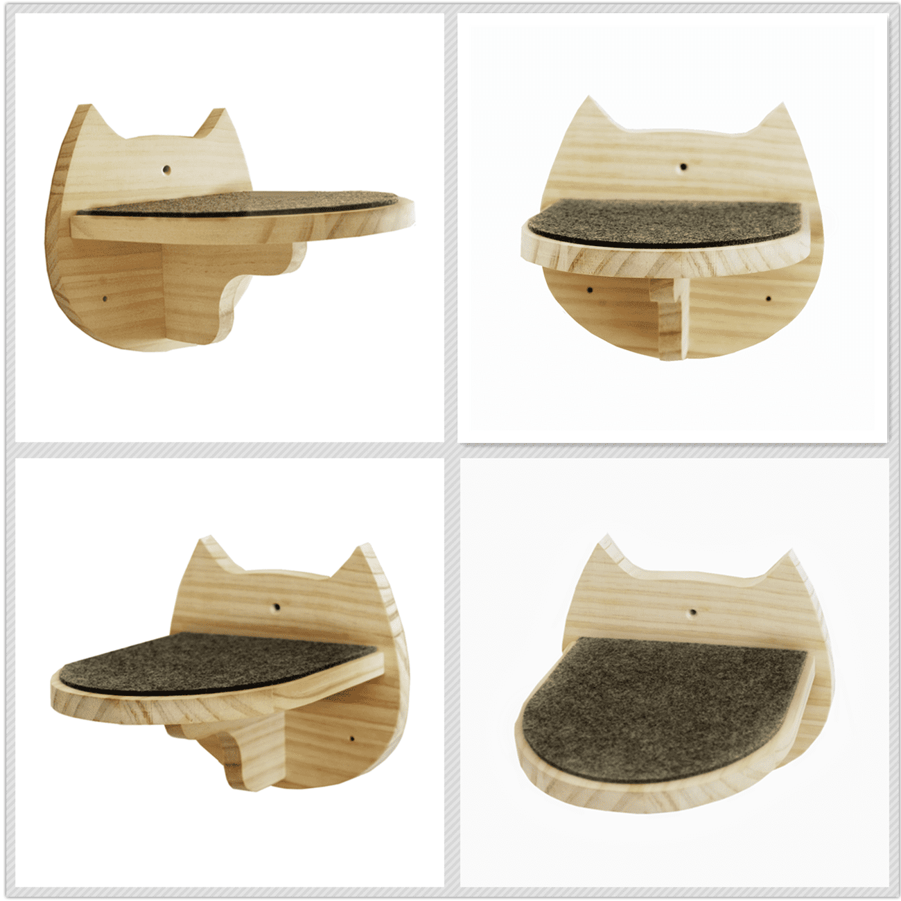 SHENGOCASE 5-Pack Natural Solid Wood Wall Mounted Cat Wall Shelves， Cat Wall Furniture， Cat Wall Steps， Wall Stairs， Wall Perch Bed Hammack