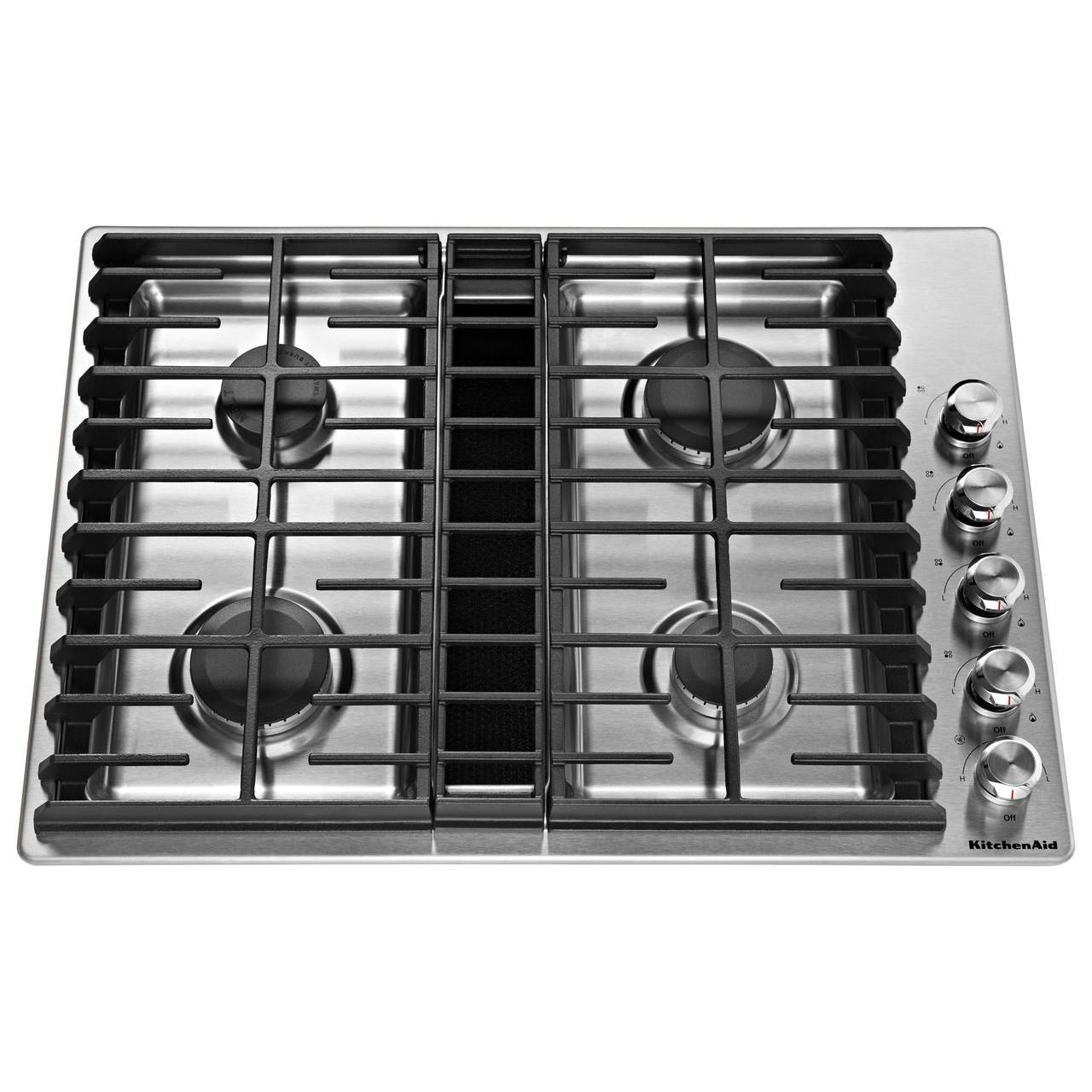 KitchenAid 30-inch Built-in Gas Cooktop with Downdraft KCGD500GSS