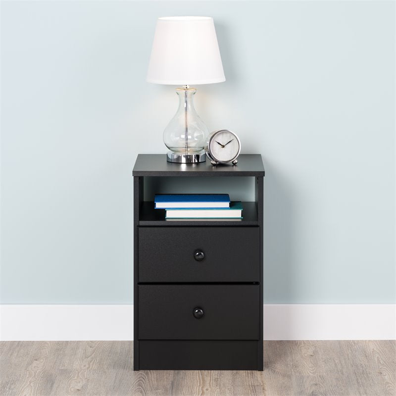 Home Square 4-Piece Set with 2 Nightstands Double Dresser 4-Drawer Chest, Black