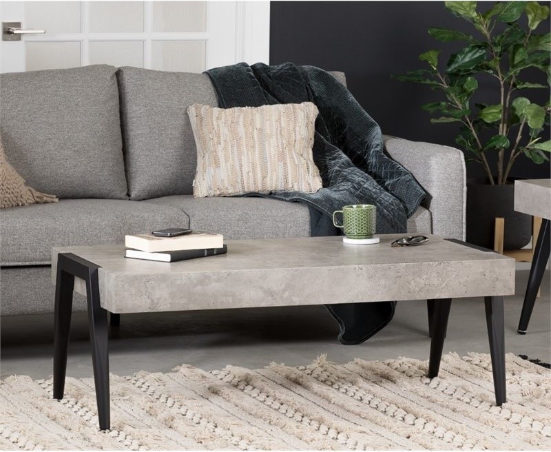 South Shore City Life Faux Concrete Coffee Table in Gray and Black   Industrial   Coffee Tables   by South Shore Furniture  Houzz