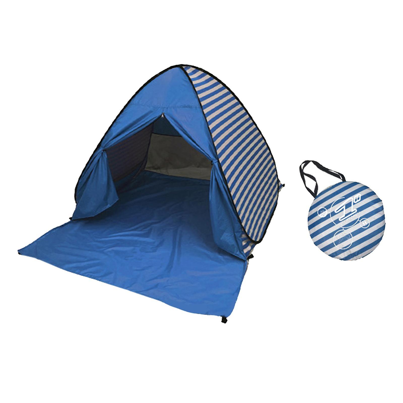 Beach Tent Easy Set Up Pop Up Tent For Fishing Family Camping Mountaineering Deep Blue Stripes L