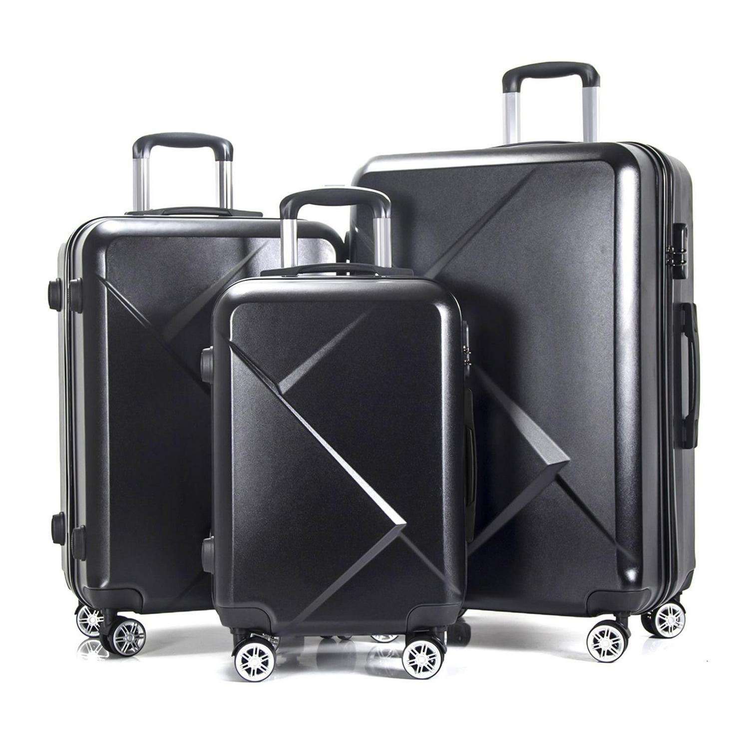 AEDILYS 3 Piece Luggage Set， 20/24/28 inch  Black