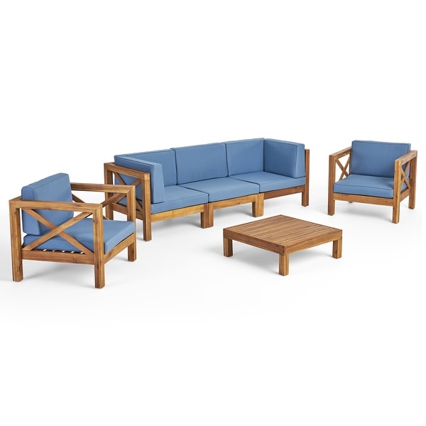 Brava Outdoor Acacia Wood 6piece Chat Set by Christopher Knight Home