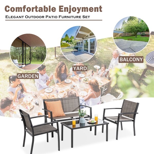 Futzca 4Piece Outdoor Patio Furniture Set，Textilene Bistro Patio Set