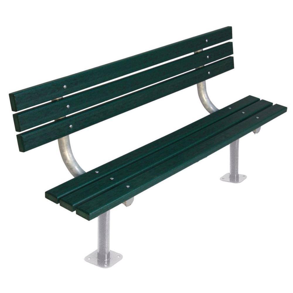 Ultra Play 6 ft. Green Commercial Park Recycled Plastic Bench with Back Surface Mount G940SM-GRN6