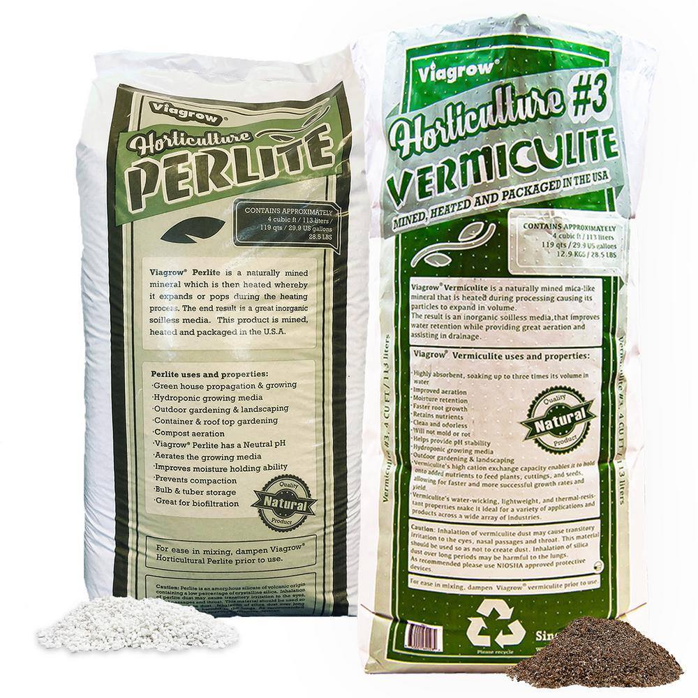 Viagrow Organic 8 cu. ft. 4CF Perlite and Vermiculite Planting Soil Additive Growing Medium 236 Qt.60 US Gal. (2-Pack) VERPER4