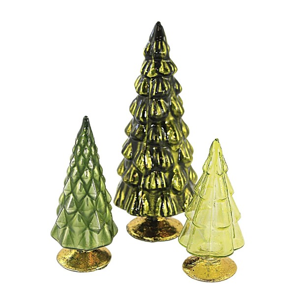 Small Green Hue Trees Set 3 Textured Mini Forest Cody Foster Decorative Sculptures