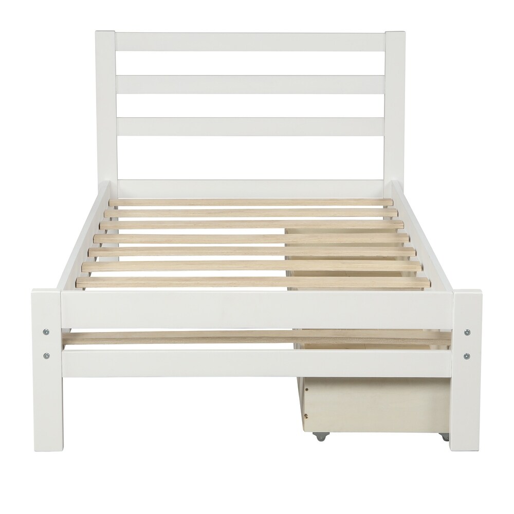 Merax Wood Twin Bed Frame with Storage Drawers and Headboard