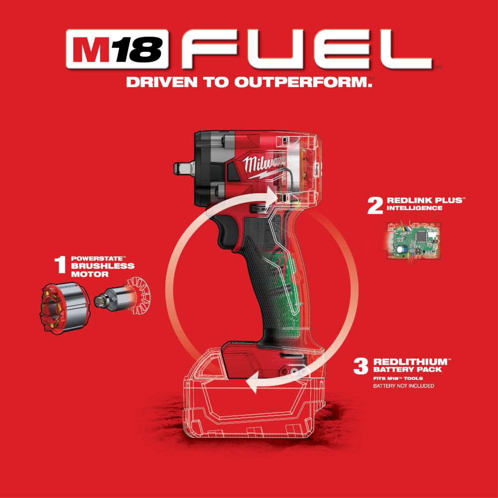 MW M18 FUEL 3/8 Compact Impact Wrench with Friction Tool 2854-20 from MW