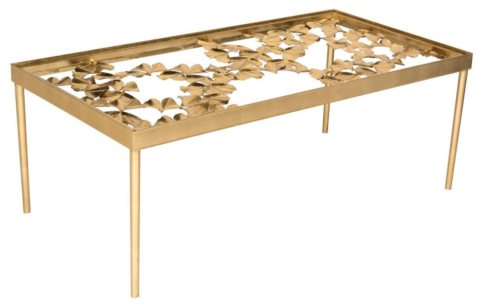 Tito Ginkgo Leaf Coffee Table Gold Leaf   Contemporary   Coffee Tables   by Peachtree Fine Furniture  Houzz