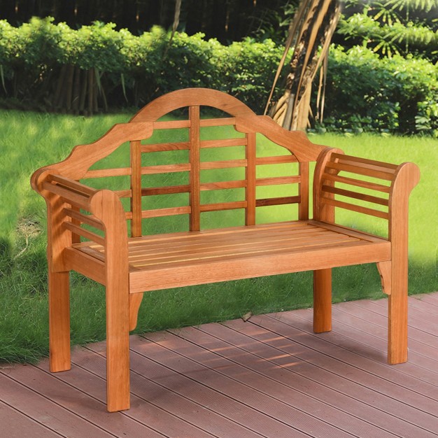 Tangkula Outdoor Wooden Folding Bench Two Person Loveseat Chair Garden Bench