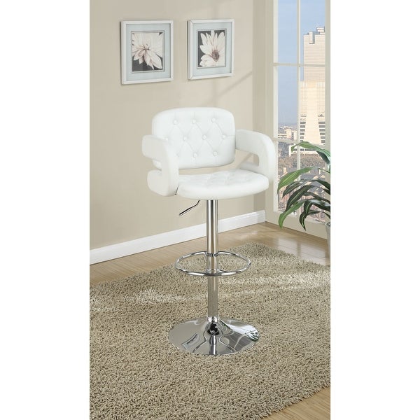 Adjustable Faux Leather Bar Stool with Armrests