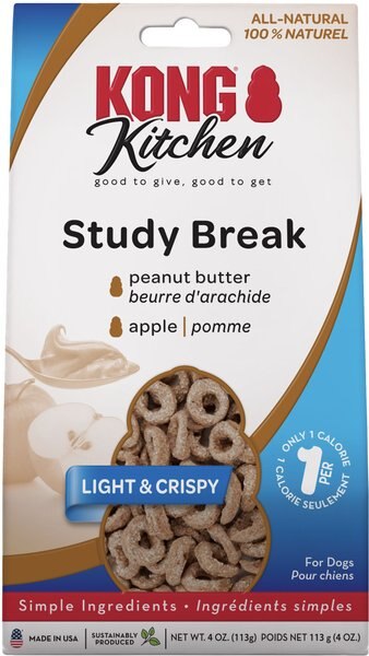 KONG Kitchen Study Break Grain-Free Peanut Butter Crunchy Dog Treats， 4-oz box