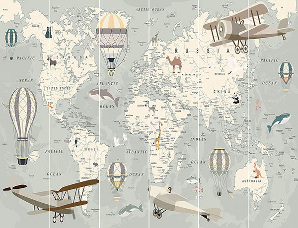 Map of the World Wall Mural by Brewster