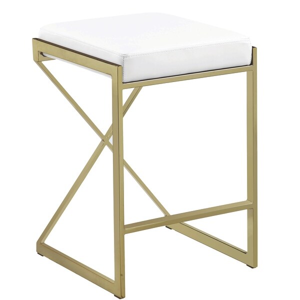 Chic Euro Design Gold Frame with White Upholstered Seat Stool