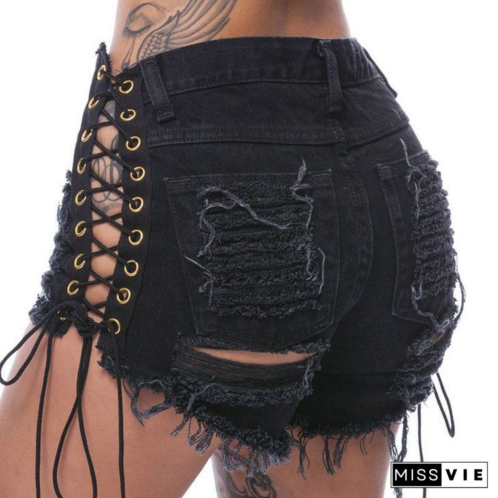 Sexy Tethered Denim Shorts